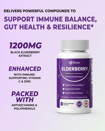 Elvera Gut Support Complex with Elderberry, Zinc & Vitamin C